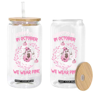 Breast Cancer Halloween Glass Can In October Ghost Wear Pink Black Cat TS10 Print Your Wear