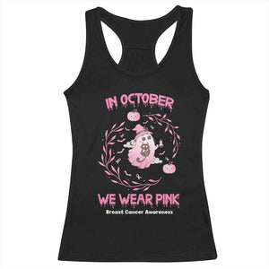 Breast Cancer Halloween Racerback Tank Top In October Ghost Wear Pink Black Cat TS10 Black Print Your Wear