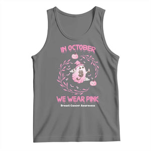 Breast Cancer Halloween Tank Top In October Ghost Wear Pink Black Cat TS10 Black Heather Print Your Wear
