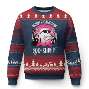 Breast Cancer Is Boo Sheet Ugly Christmas Sweater In October Ghost Wear Pink TS10 Navy Red Print Your Wear