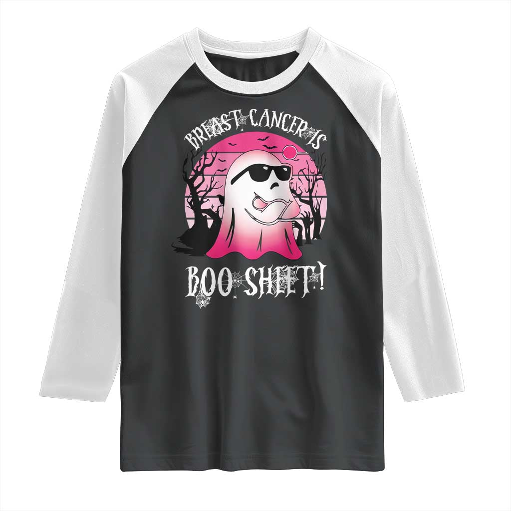 Breast Cancer Is Boo Sheet Raglan Shirt In October Ghost Wear Pink TS10 Black White Print Your Wear