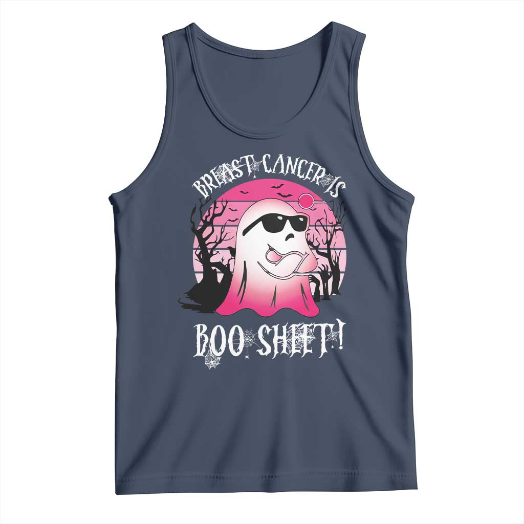 Breast Cancer Is Boo Sheet Tank Top In October Ghost Wear Pink TS10 Navy Print Your Wear