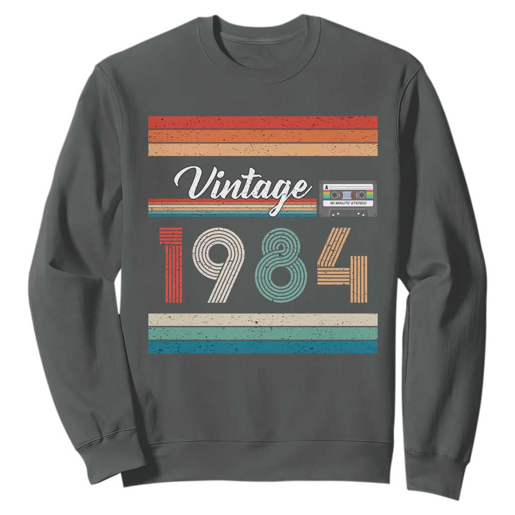 1984 Retro Birthday Sweatshirt Vintage 42th Birthday Gift Classic 90s Style TS10 Dark Heather Print Your Wear