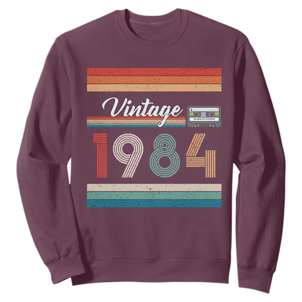 1984 Retro Birthday Sweatshirt Vintage 42th Birthday Gift Classic 90s Style TS10 Maroon Print Your Wear