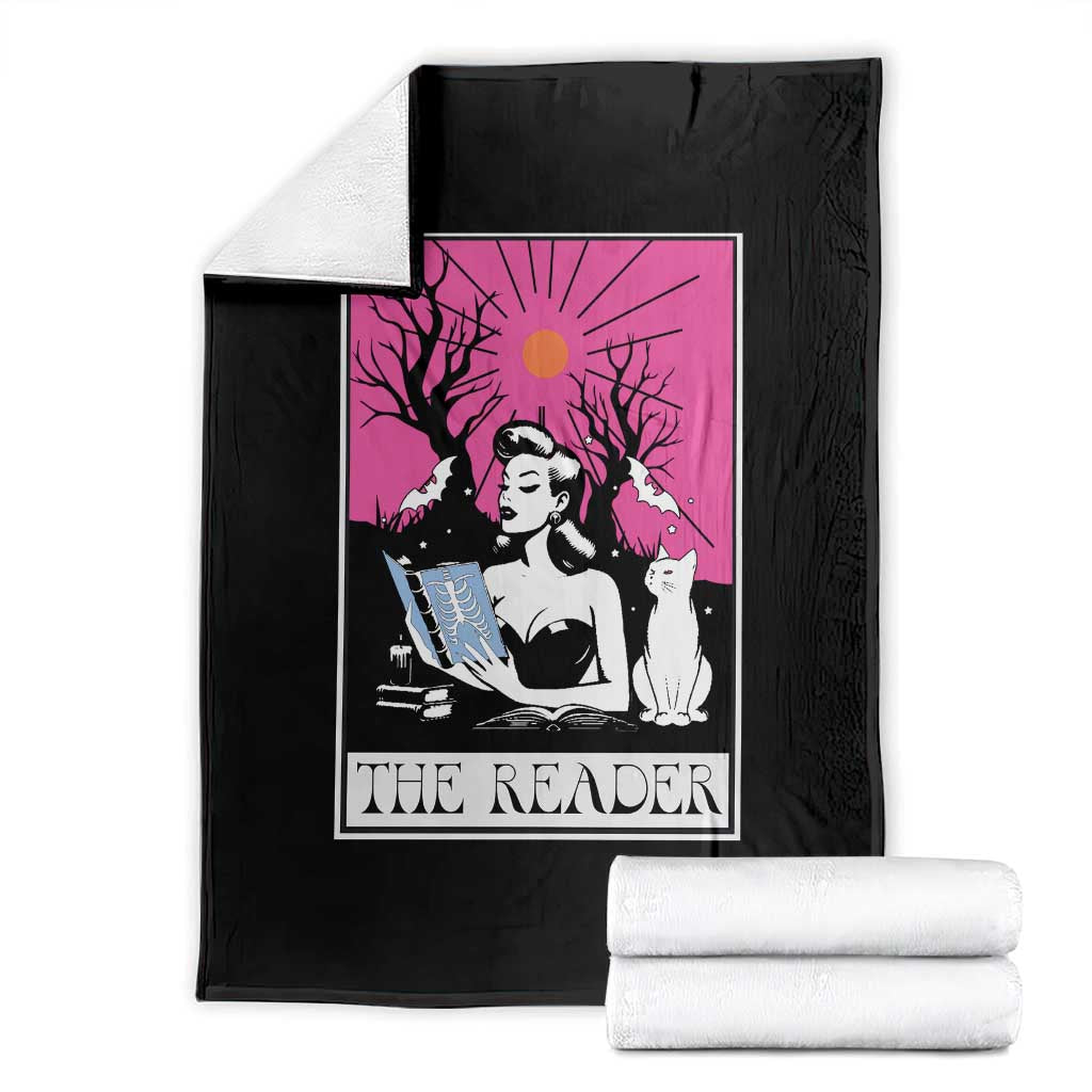 The Reader Tarot Throw Blanket Witch Reading Book Club Occult Cat Mom TS10 Black Print Your Wear