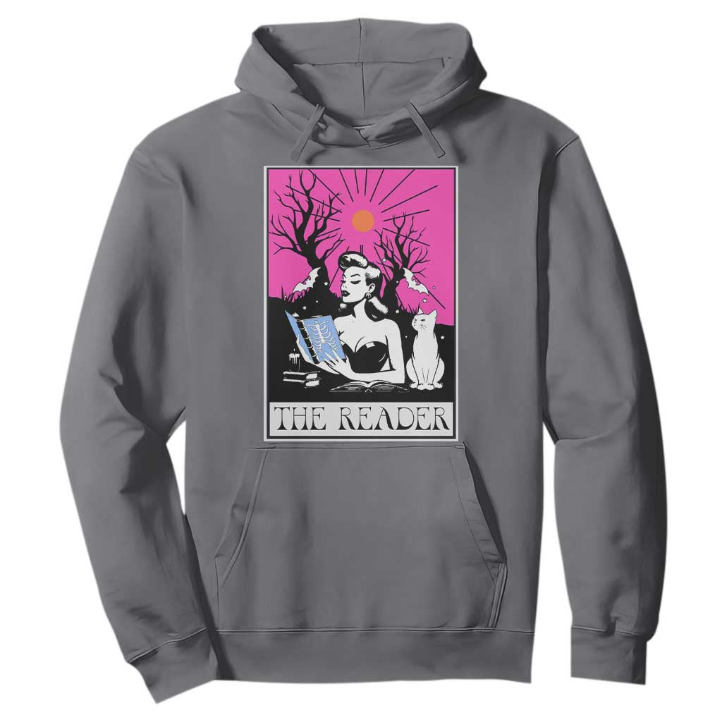 The Reader Tarot Hoodie Witch Reading Book Club Occult Cat Mom TS10 Charcoal Print Your Wear
