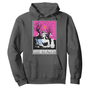The Reader Tarot Hoodie Witch Reading Book Club Occult Cat Mom TS10 Dark Heather Print Your Wear