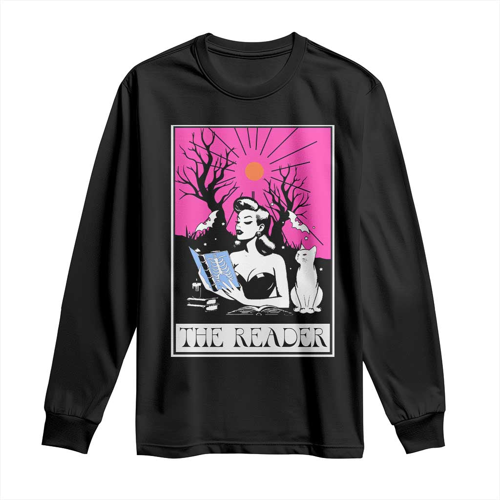 The Reader Tarot Long Sleeve Shirt Witch Reading Book Club Occult Cat Mom TS10 Black Print Your Wear