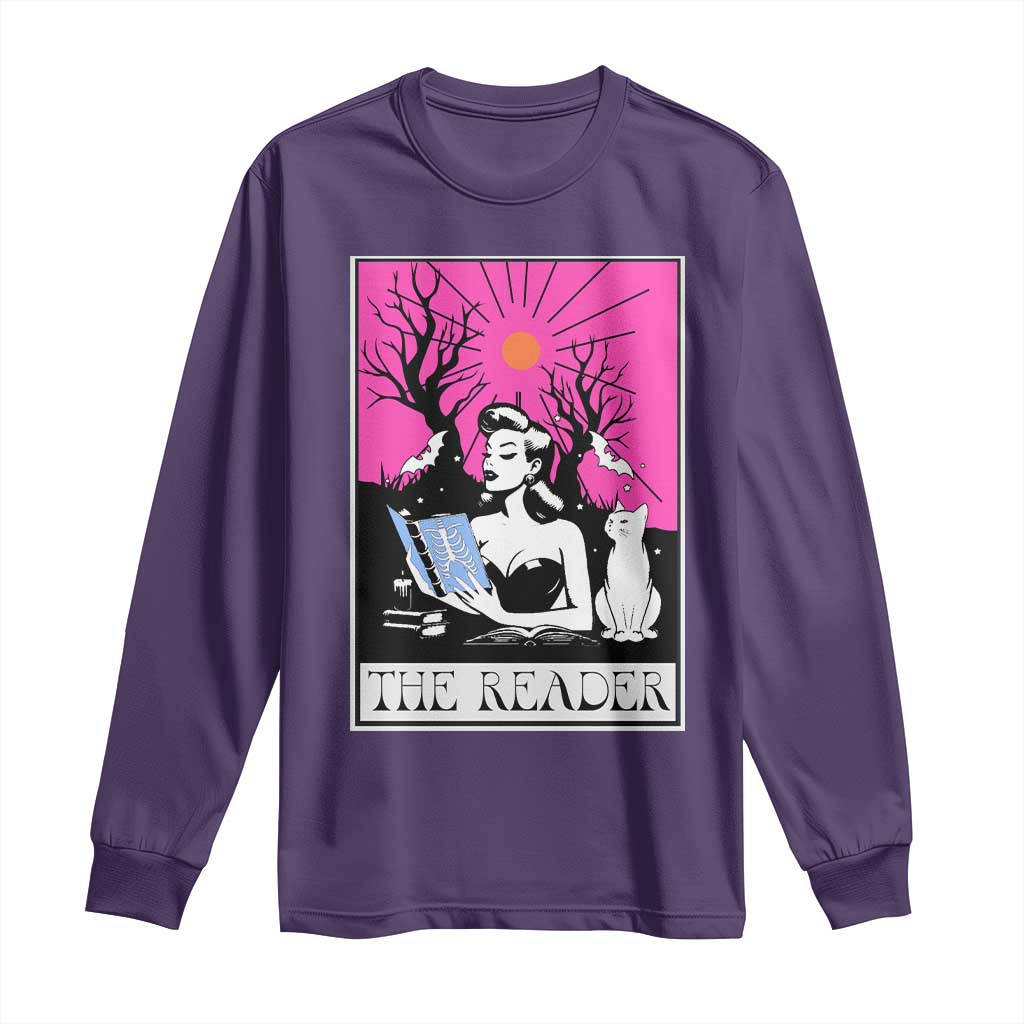 The Reader Tarot Long Sleeve Shirt Witch Reading Book Club Occult Cat Mom TS10 Purple Print Your Wear