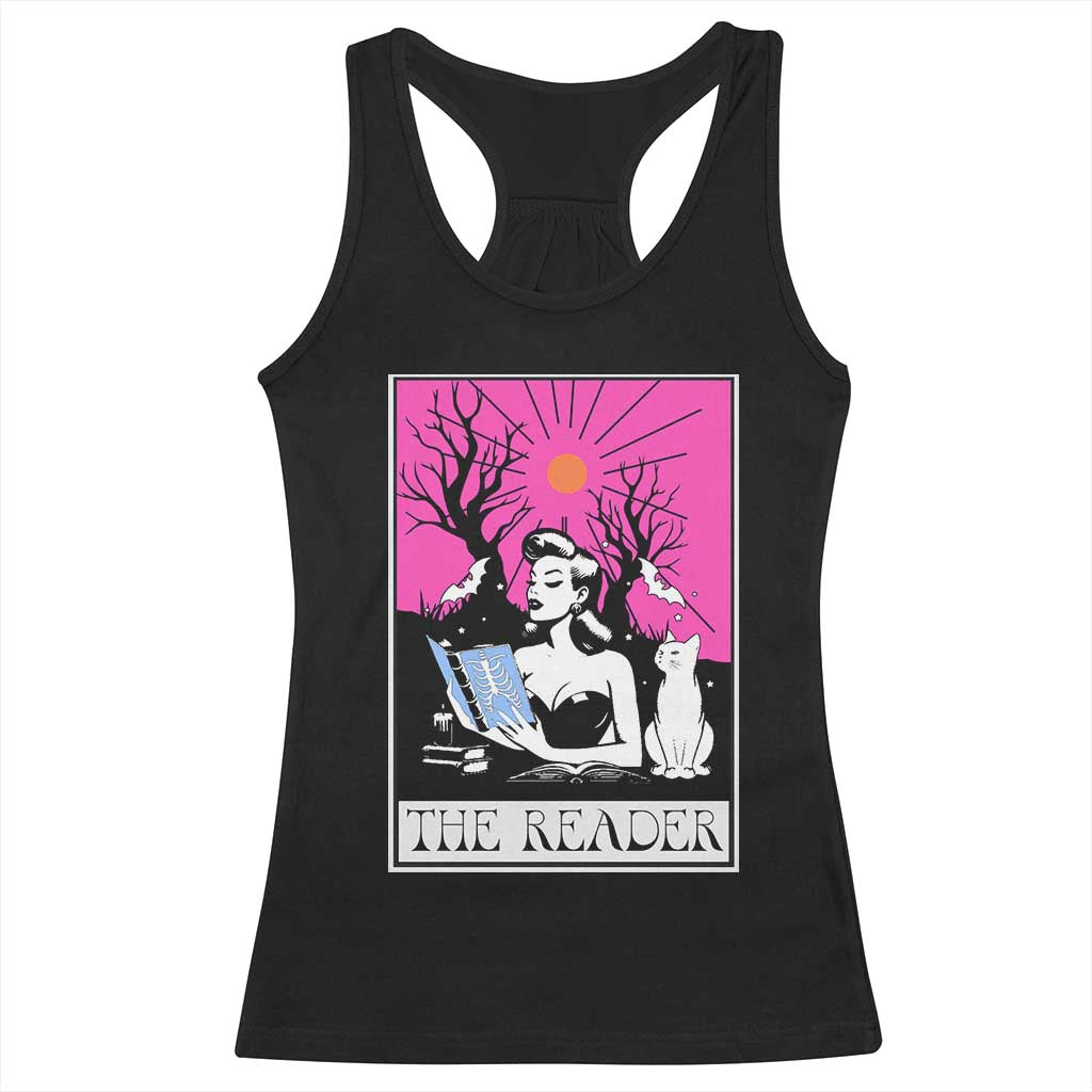 The Reader Tarot Racerback Tank Top Witch Reading Book Club Occult Cat Mom TS10 Black Print Your Wear