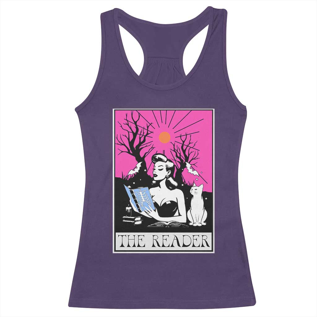 The Reader Tarot Racerback Tank Top Witch Reading Book Club Occult Cat Mom TS10 Purple Print Your Wear