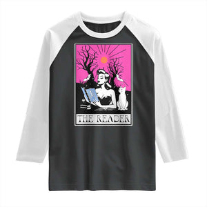 The Reader Tarot Raglan Shirt Witch Reading Book Club Occult Cat Mom TS10 Black White Print Your Wear