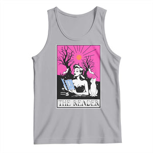 The Reader Tarot Tank Top Witch Reading Book Club Occult Cat Mom TS10 Athletic Heather Print Your Wear