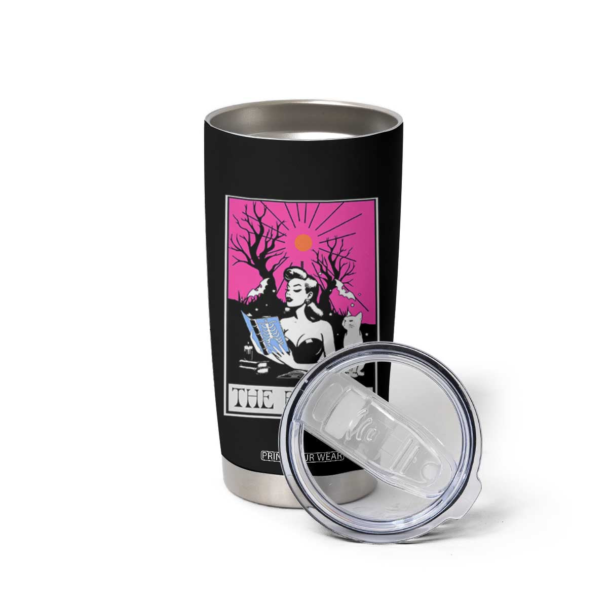 The Reader Tarot Tumbler Cup Witch Reading Book Club Occult Cat Mom TS10 Print Your Wear