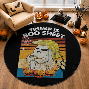Funny Trump Is Boo Sheet Round Rug Ghost Retro Halloween Ghost Custome