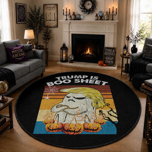Funny Trump Is Boo Sheet Round Rug Ghost Retro Halloween Ghost Custome