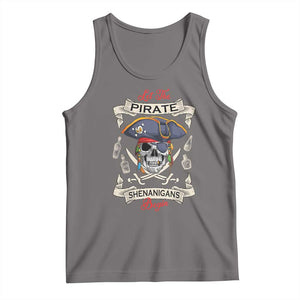 Skull Pirate Let The Pirate Shenanigans Begin Tank Top Halloween Crossbones Freebooter TS10 Deep Heather Print Your Wear