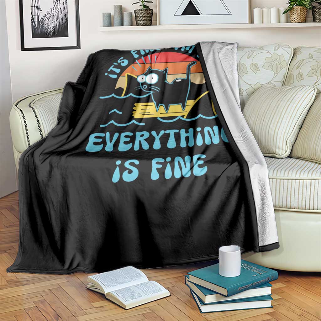 It's Fine I'm Fine Everything Is Fine Funny Cat Throw Blanket Christmas Gift TS10 Print Your Wear