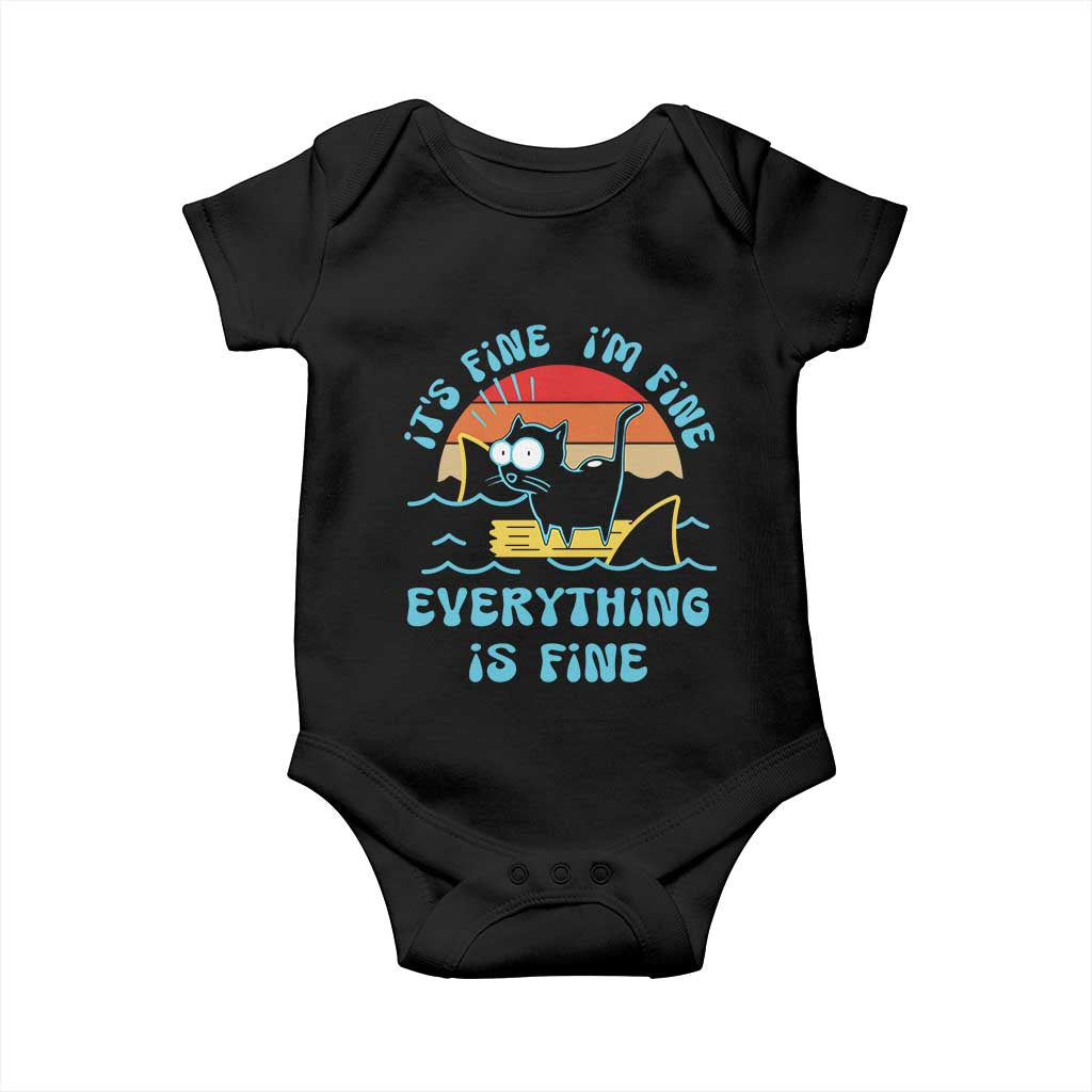 It's Fine I'm Fine Everything Is Fine Funny Cat Baby Onesie Christmas Gift TS10 Black Print Your Wear
