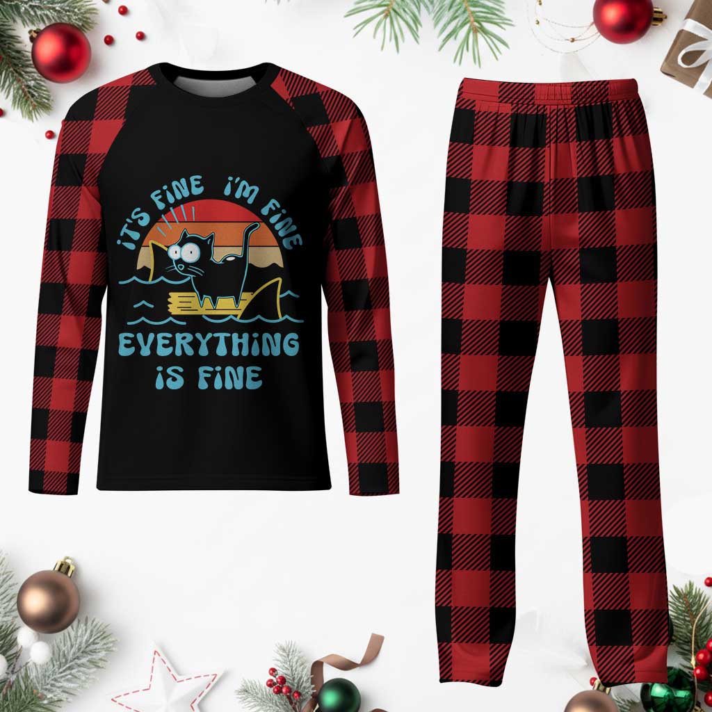 It's Fine I'm Fine Everything Is Fine Funny Cat Plaid Pajama Set Christmas Gift TS10 Buffalo Plaid Print Your Wear