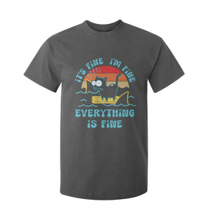 It's Fine I'm Fine Everything Is Fine Funny Cat T Shirt For Kid Christmas Gift TS10 Dark Heather Print Your Wear