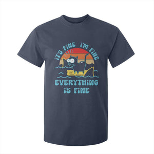 It's Fine I'm Fine Everything Is Fine Funny Cat T Shirt For Kid Christmas Gift TS10 Navy Print Your Wear