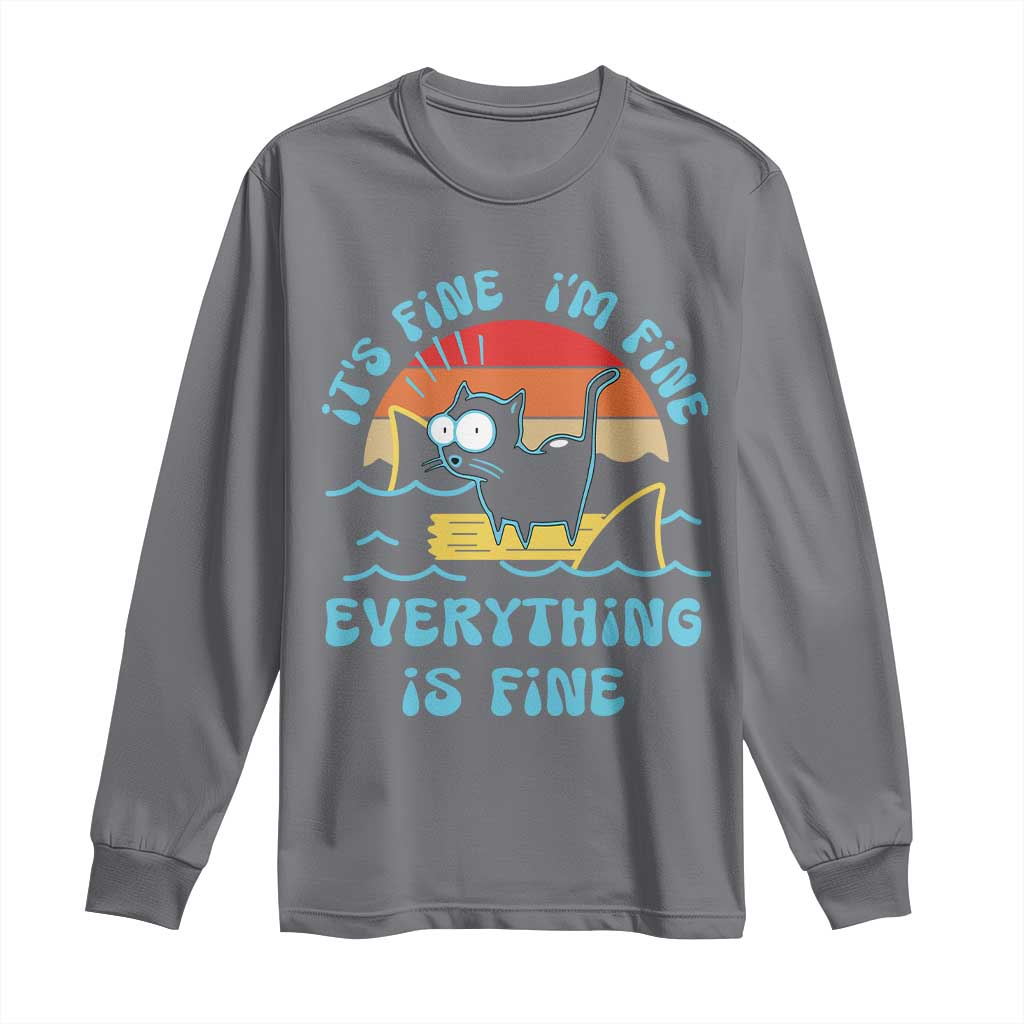 It's Fine I'm Fine Everything Is Fine Funny Cat Long Sleeve Shirt Christmas Gift TS10 Charcoal Print Your Wear