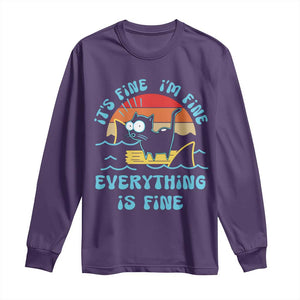 It's Fine I'm Fine Everything Is Fine Funny Cat Long Sleeve Shirt Christmas Gift TS10 Purple Print Your Wear
