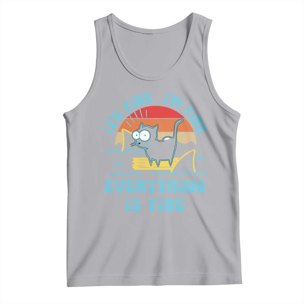 It's Fine I'm Fine Everything Is Fine Funny Cat Tank Top Christmas Gift TS10 Athletic Heather Print Your Wear