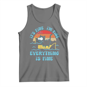 It's Fine I'm Fine Everything Is Fine Funny Cat Tank Top Christmas Gift TS10 Black Heather Print Your Wear
