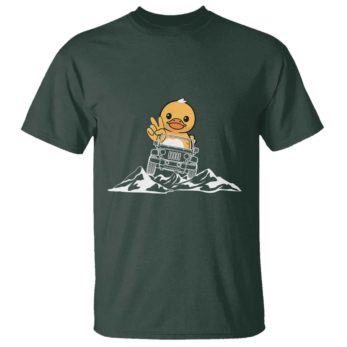 Duck Offroad Car T Shirt Funny Off Roading ATV Off Road TS10 Dark Forest Green Print Your Wear