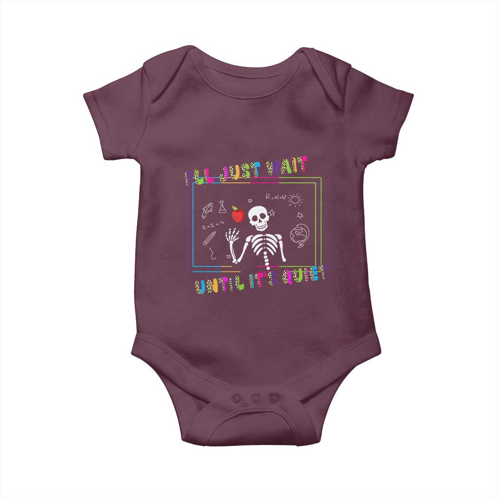 Funny Teacher Baby Onesie I'll Just Wait Until It's Quiet Leopard Teachers Skeleton TS10 Maroon Print Your Wear
