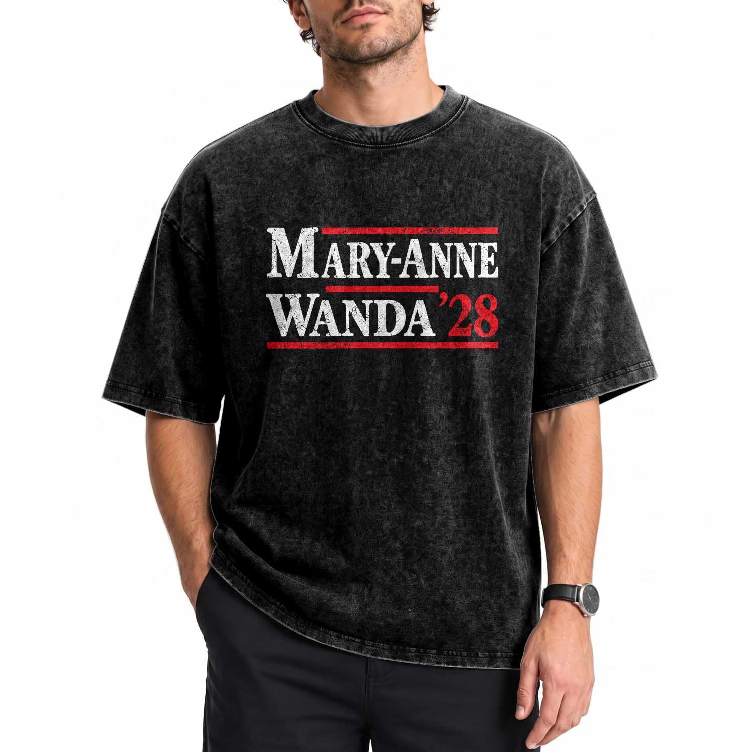 Mary-Anne Wanda 2028 Washed Cotton T-Shirt Retro Country Music Fan Humor