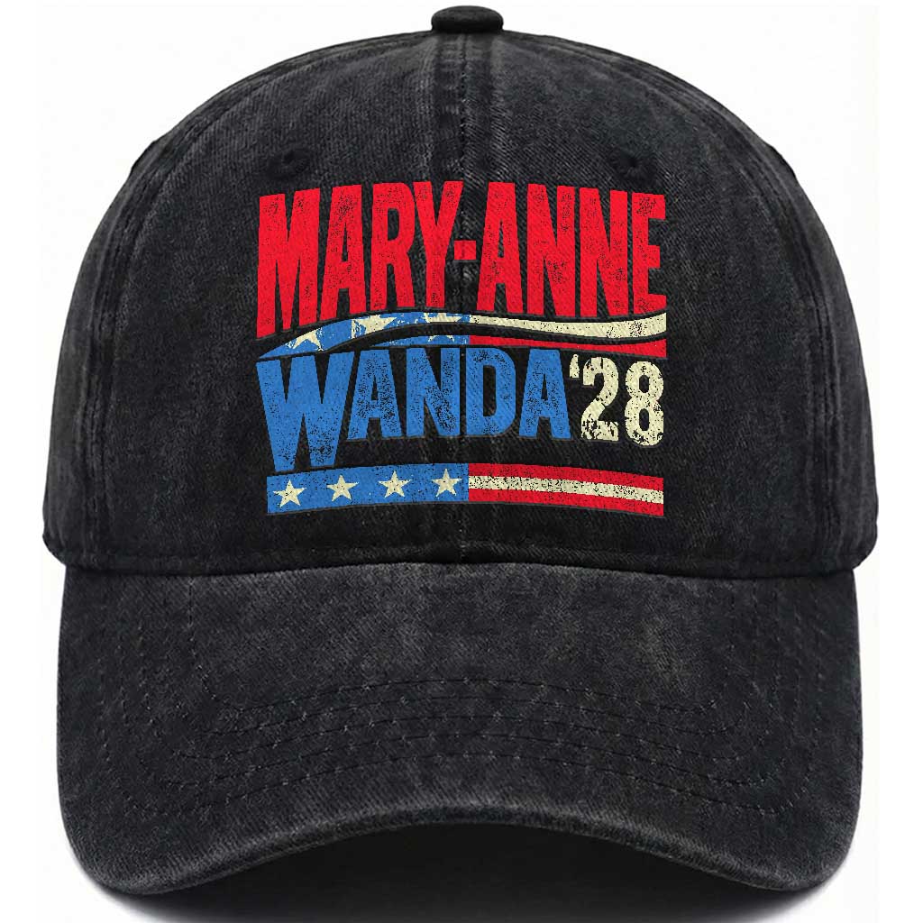 Mary-Anne Wanda 2028 Washed Cotton Baseball Cap Retro Country Music Fan Vintage American Flag