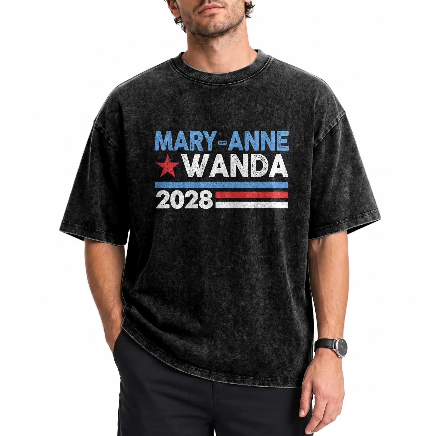 Mary-Anne Wanda 2028 Campaign Washed Cotton T-Shirt Retro 90s Country Music Fan Graphic
