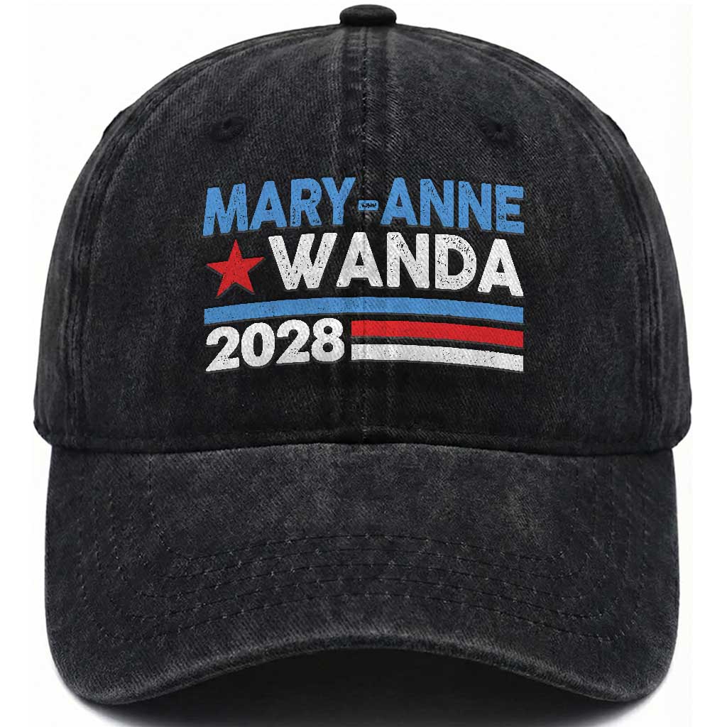 Mary-Anne Wanda 2028 Campaign Washed Cotton Baseball Cap Retro 90s Country Music Fan Graphic
