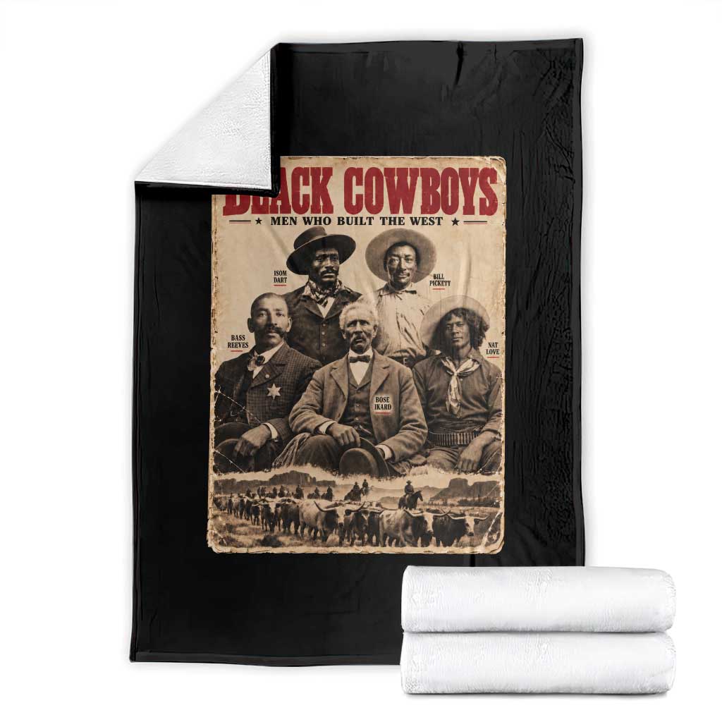 Black Cowboys Black History Month Throw Blanket Vintage Bass Reeves Bill Pickett Nat Love Bose Ikard Isom Dart