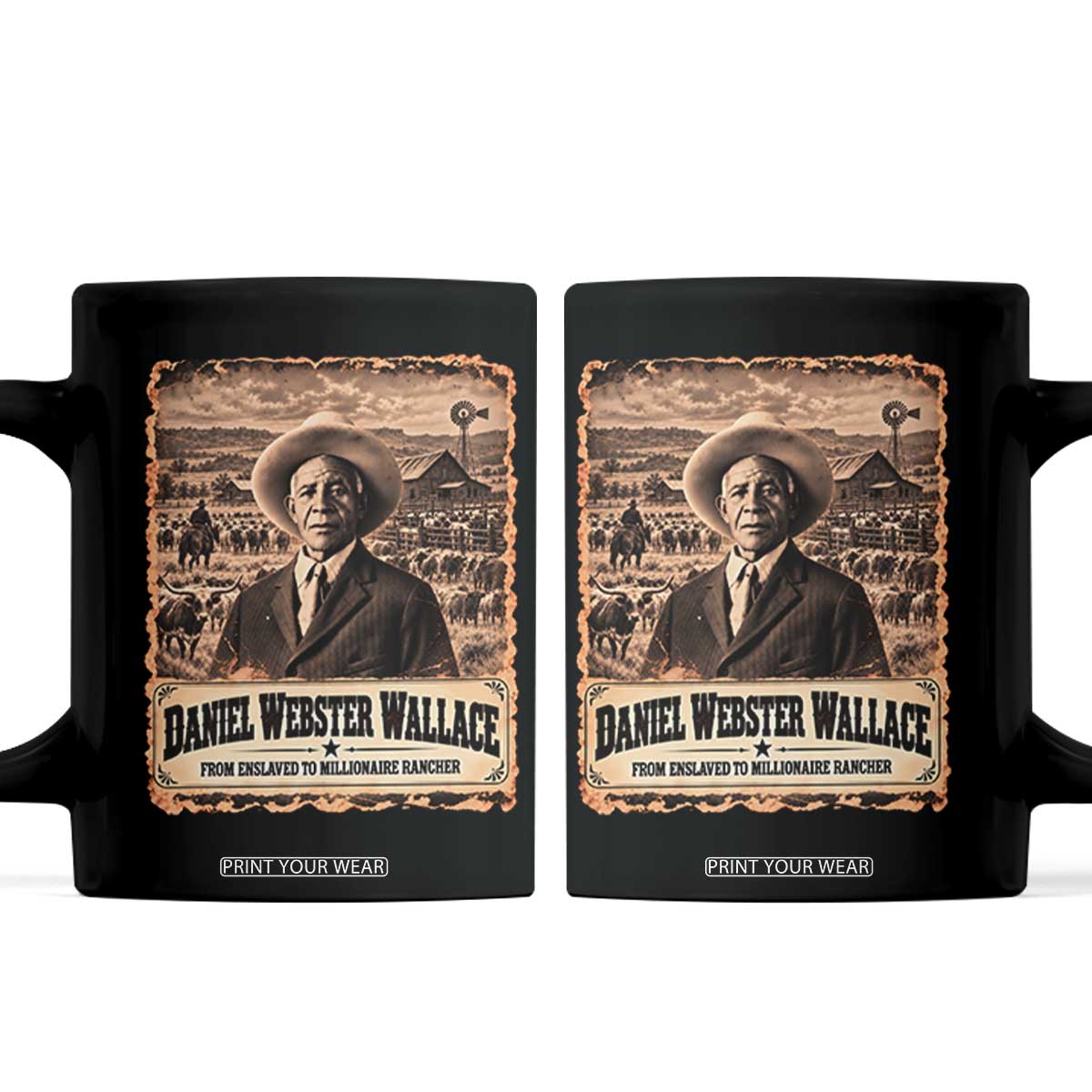 Daniel Webster Wallace Black Cowboy Coffee Mug Vintage Texas Millionaire Rancher Black History Month