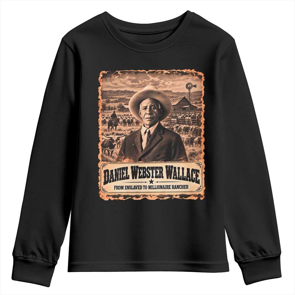 Daniel Webster Wallace Black Cowboy Youth Sweatshirt Vintage Texas Millionaire Rancher Black History Month