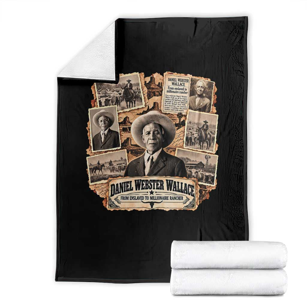 Daniel Webster Wallace Black History Month Millionaire Rancher Throw Blanket Vintage Western Black Cowboy Legend Graphic