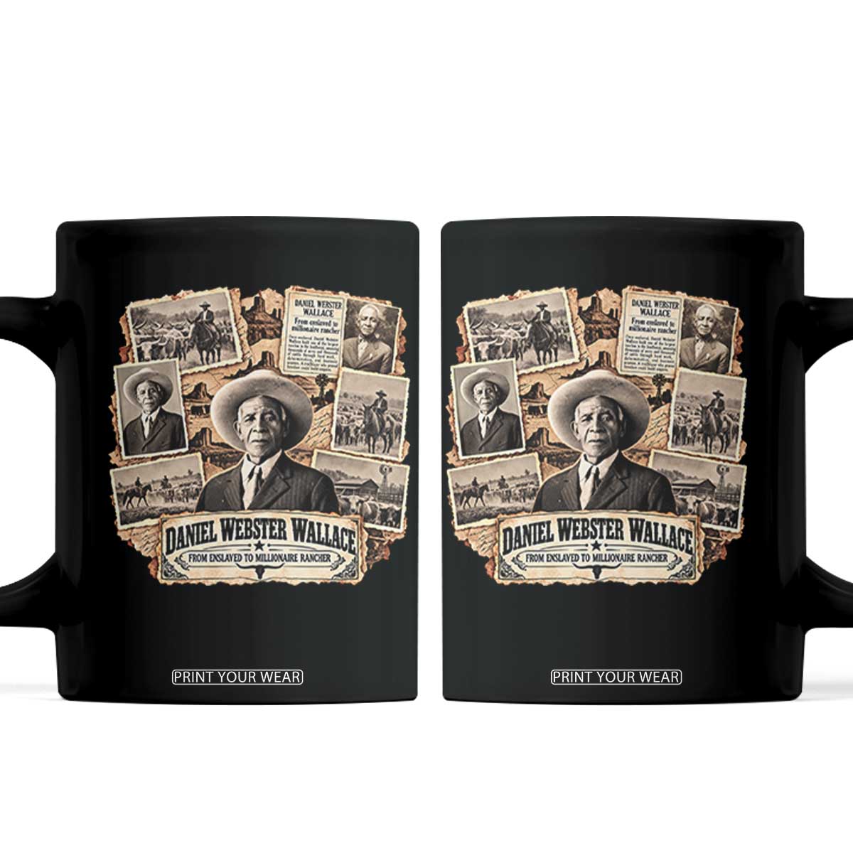 Daniel Webster Wallace Black History Month Millionaire Rancher Coffee Mug Vintage Western Black Cowboy Legend Graphic