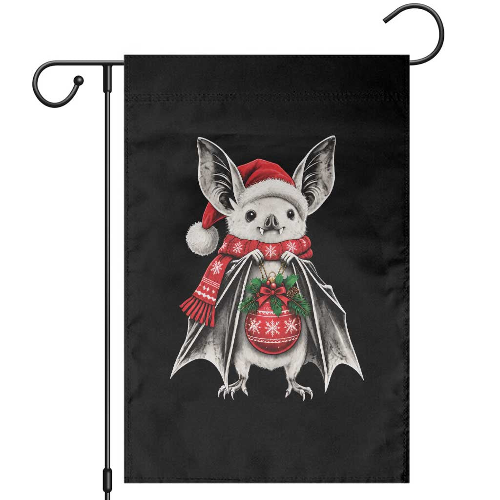 Cute Christmas Bat Santa Hat Graphic Garden Flag Festive Gothic Holiday Animal Aesthetic