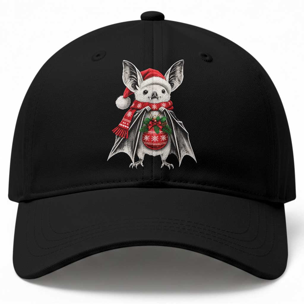 Cute Christmas Bat Santa Hat Graphic Baseball Cap Festive Gothic Holiday Animal Aesthetic