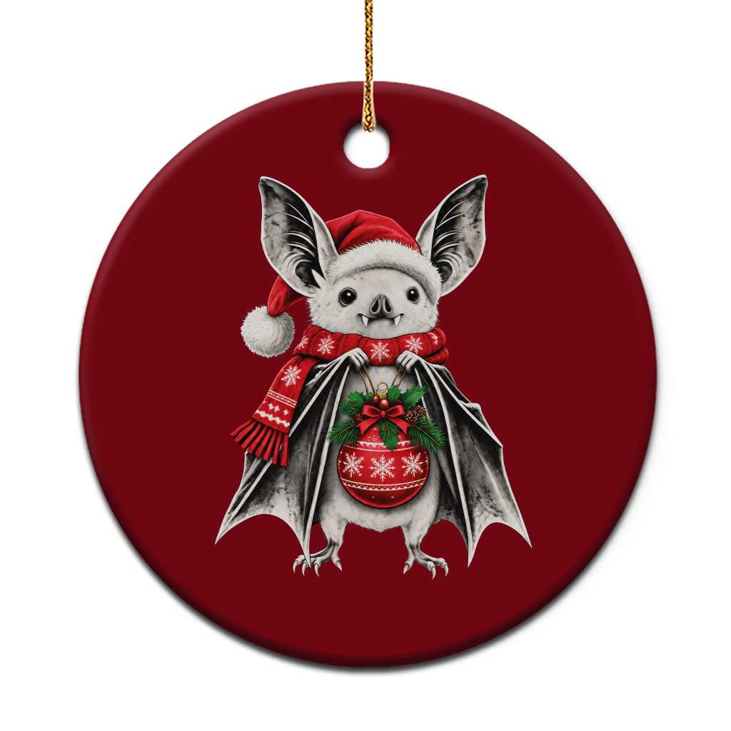 Cute Christmas Bat Santa Hat Graphic Ceramic Ornament Festive Gothic Holiday Animal Aesthetic