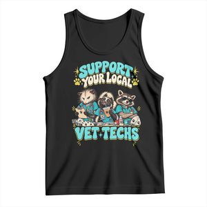 Support Your Local Vet Techs Tank Top Retro Groovy Opossum Skunk Raccoon Veterinary Technician