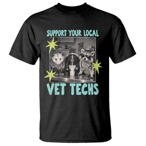 Support Your Local Vet Techs T Shirt Retro Opossum Skunk Raccoon Veterinary Technician Assistant