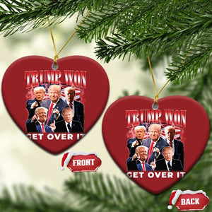 Trump Won 2024 Christmas Ornament Get Over It 45 47 President TS10 Heart Red Print Your Wear