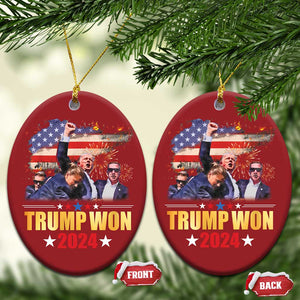 Trump Won 2024 Christmas Ornament President 45 47th Second Term US Flag TS10 Oval Red Print Your Wear