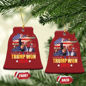 Trump Won 2024 Christmas Ornament President 45 47th Second Term US Flag TS10 Bell Flake Red Print Your Wear