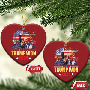 Trump Won 2024 Christmas Ornament President 45 47th Second Term US Flag TS10 Heart Red Print Your Wear